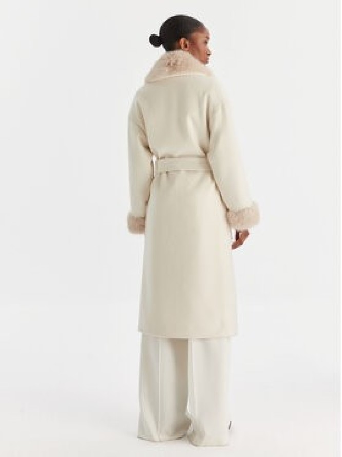 YES LONDON Płaszcz wełniany CD1211ECO Écru Regular Fit