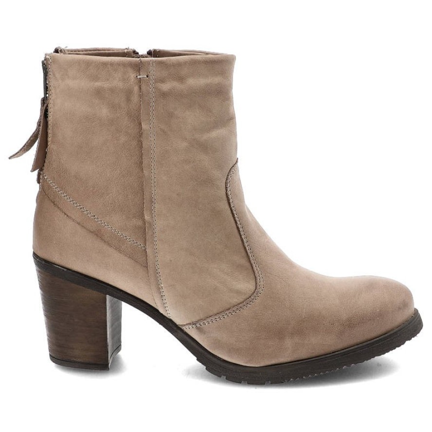 Beżowe Botki Pollonus Damskie Buty Na Obcasie