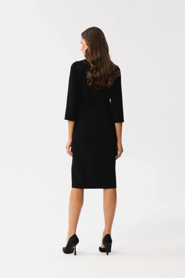 Elegancka sukienka ołówkowa z rozcięciem czarna