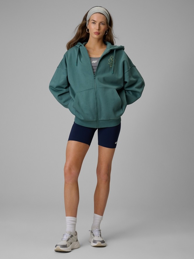 4F Bluza dresowa loose z kapturem damska - turkusowa M