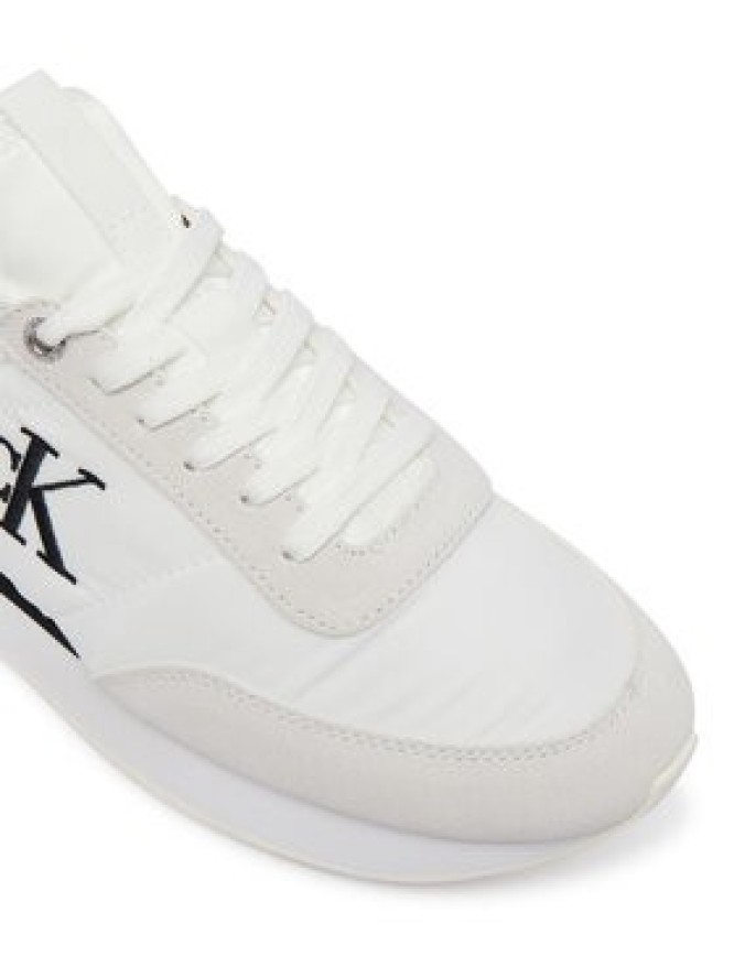Calvin Klein Sneakersy Retro Runner Lace Up Sock YW0YW02060 Biały