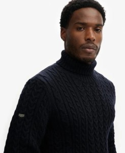 superdry Sweter Jacob z półgolfem i splotem – ciepły, luźne dopasowanie –