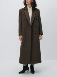 Płaszcz oversize z wełną - brązowy