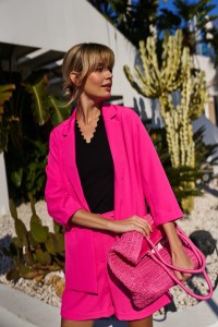 Marynarka z rękawami 3/4 różowa