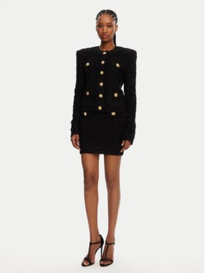 Balmain Spódnica mini DF1LB015KG43 Czarny Slim Fit