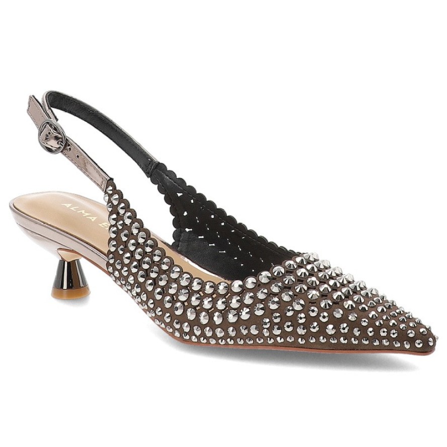 Srebrne Czółenka Alma En Pena Eleganckie Buty Damskie Na Obcasie