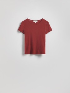 Bawełniany t-shirt slim fit - ciemnofioletowy