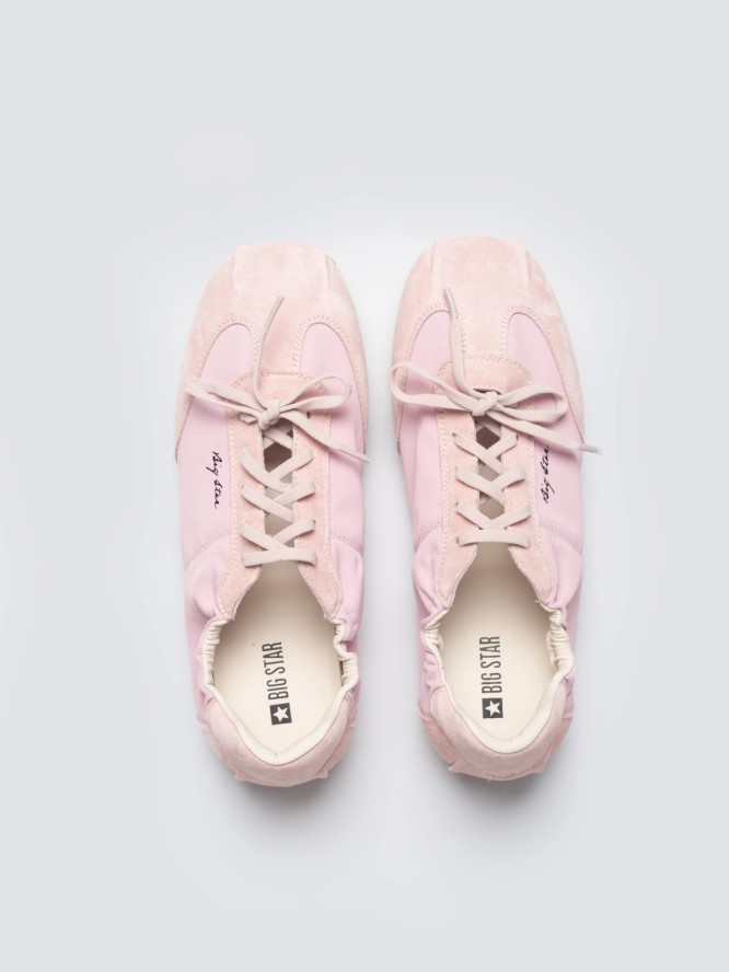 sneakersy damskie ze skórzanymi wstawkami różowe tt274600 601