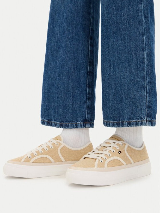 Tommy Hilfiger Tenisówki Platform Vulc Piping FW0FW09394 Żółty