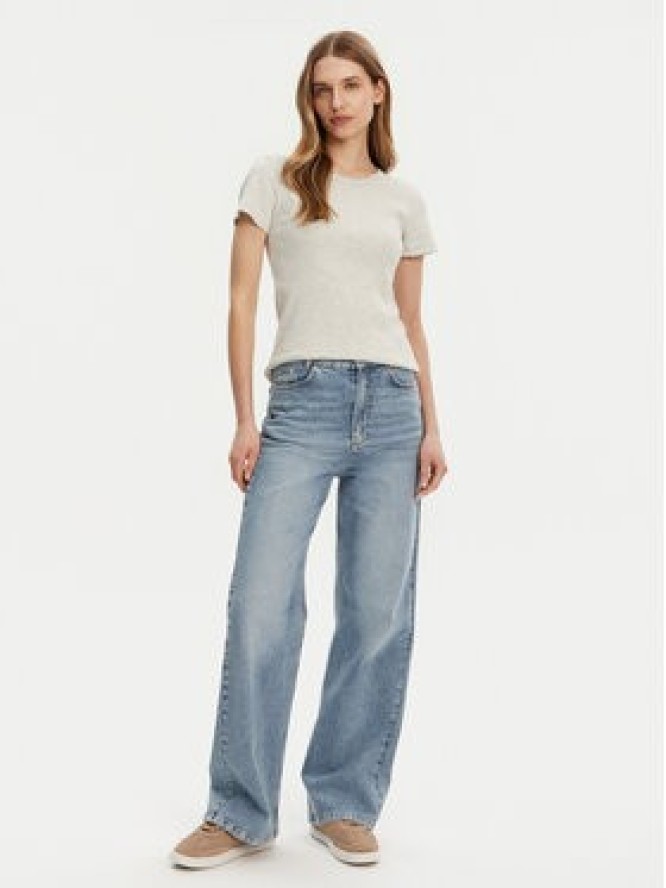 Pieces T-Shirt May 17154483 Szary Slim Fit