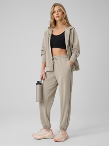 4F Spodnie z szerokimi nogawkami z modalem damskie - beżowe XS