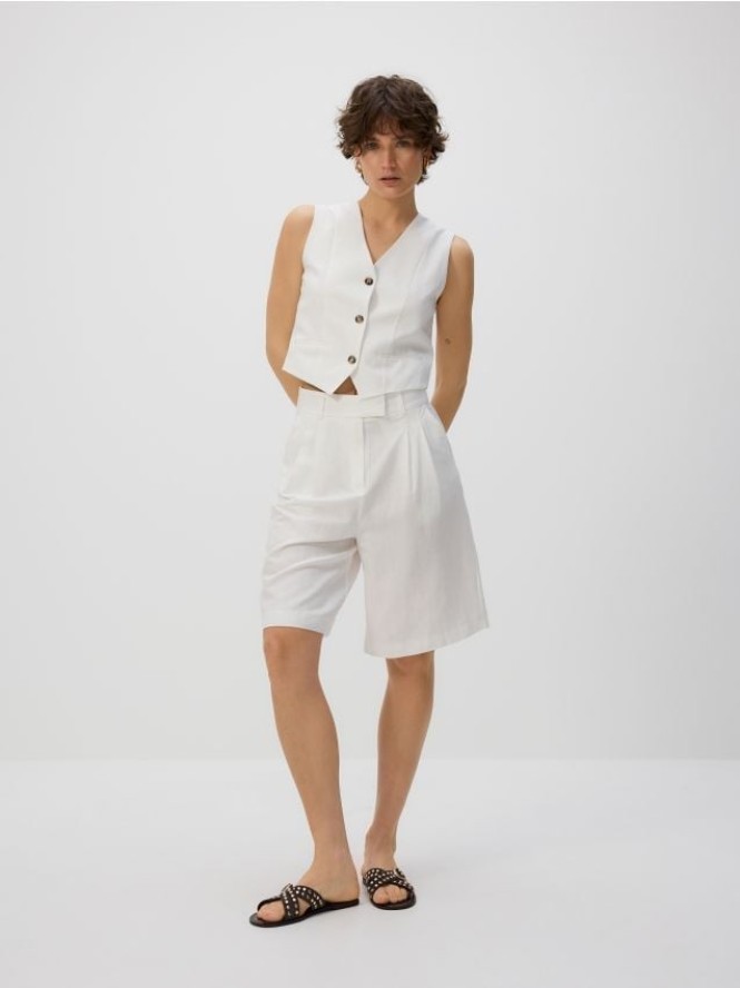 Kamizelka z dodatkiem lnu - złamana biel