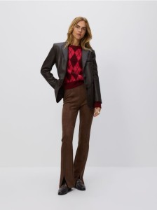 Spodnie z imitacji zamszu - brązowy