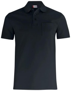 clique Basic Polo Pocket – Uniseksowa koszulka polo z kieszonką, bawełna – black