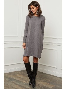Joséfine Sukienka dzianinowa "Elior" w kolorze szarym rozmiar: L