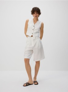 Kamizelka z dodatkiem lnu - złamana biel