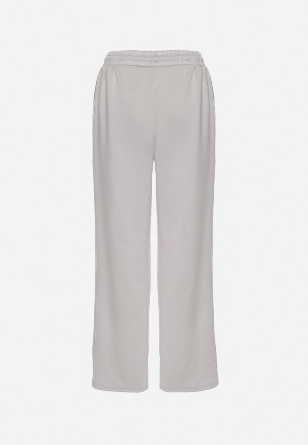 Szare Spodnie Dresowe Szerokie z Wiskozą Elaniris