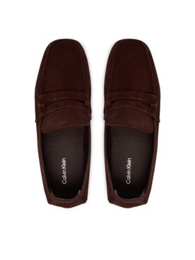Calvin Klein Mokasyny Square Driver Suede HW0HW02844 Bordowy