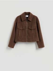 Kurtka z tkaniny boucle - brązowy