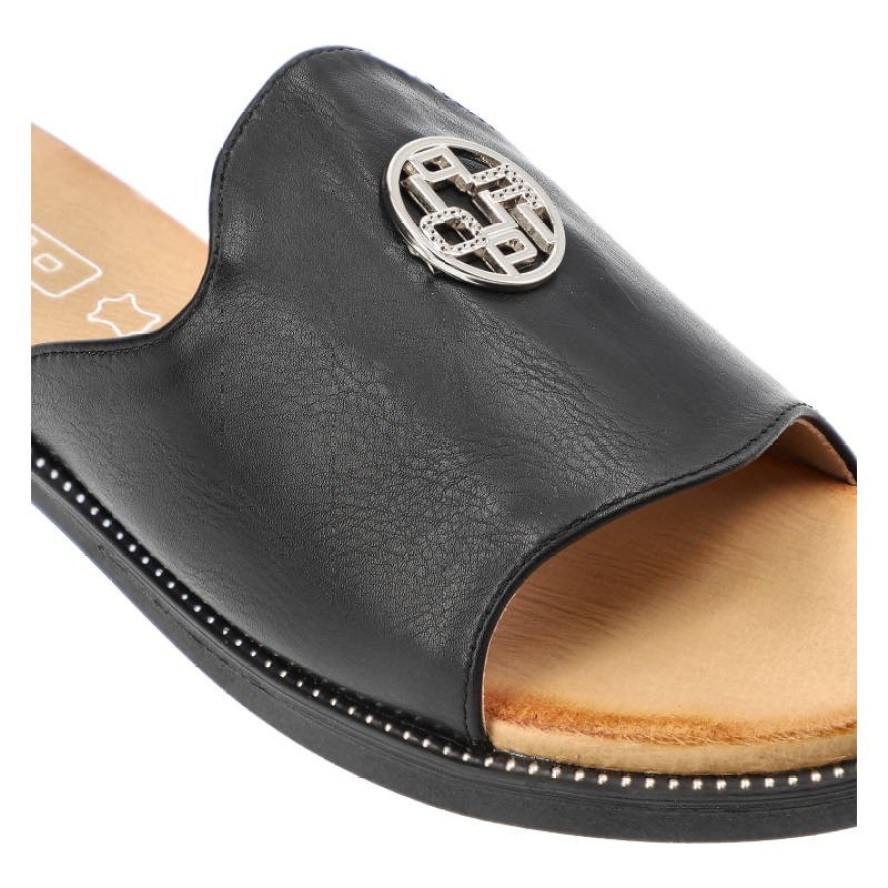 Czarne Klapki Filippo Wygodne Buty Damskie