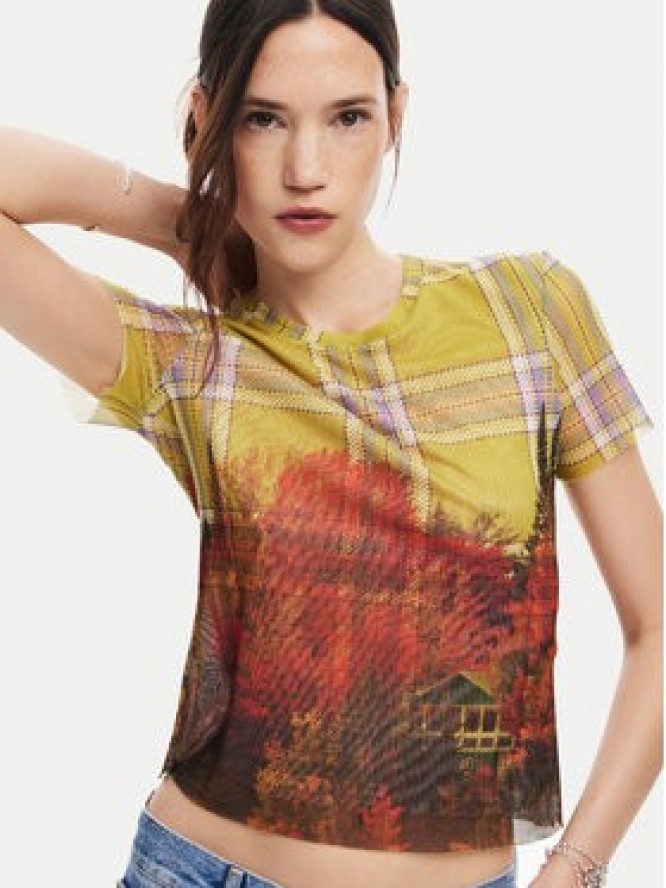 Desigual T-Shirt Double 24WWTK27 Kolorowy Slim Fit