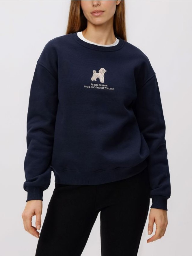 Bluza z haftem - granatowy