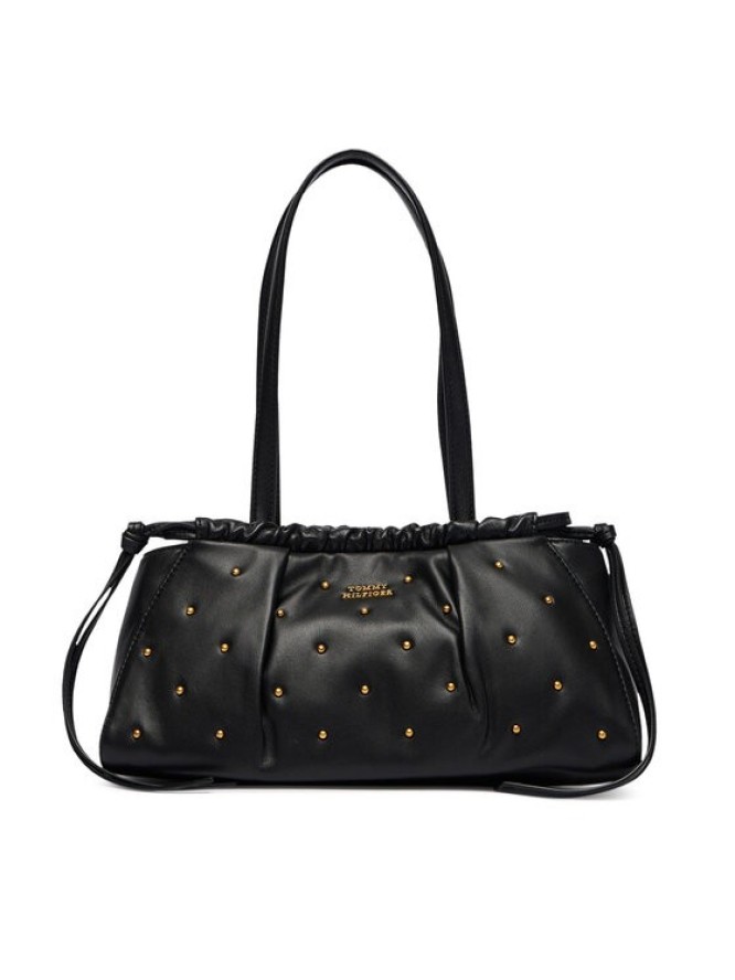Tommy Hilfiger Torebka Soft Leather Shoulder Bag Studs AW0AW19338 Czarny