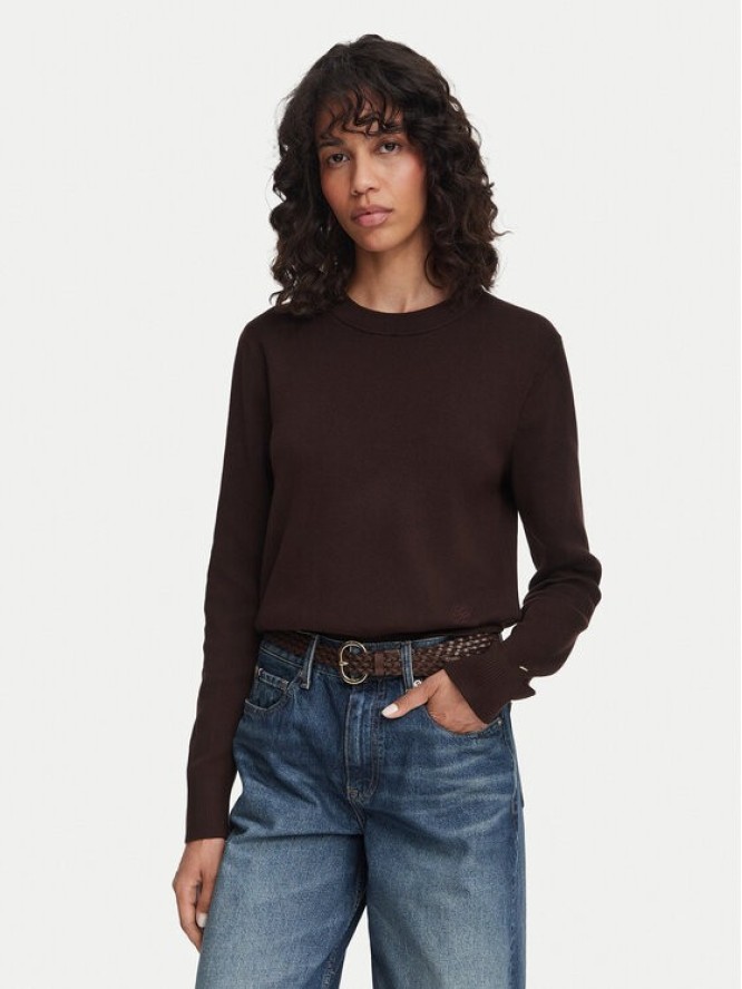 Tommy Hilfiger Sweter WW0WW52298 Brązowy ciemny Regular Fit