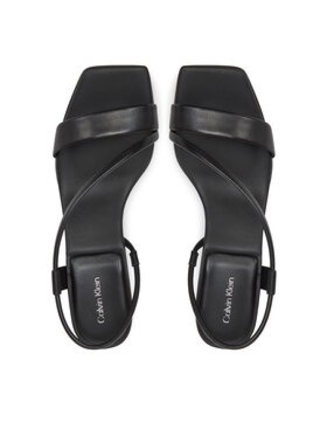 Calvin Klein Sandały Heel Sandal 50 Squared Lth HW0HW02534 Czarny