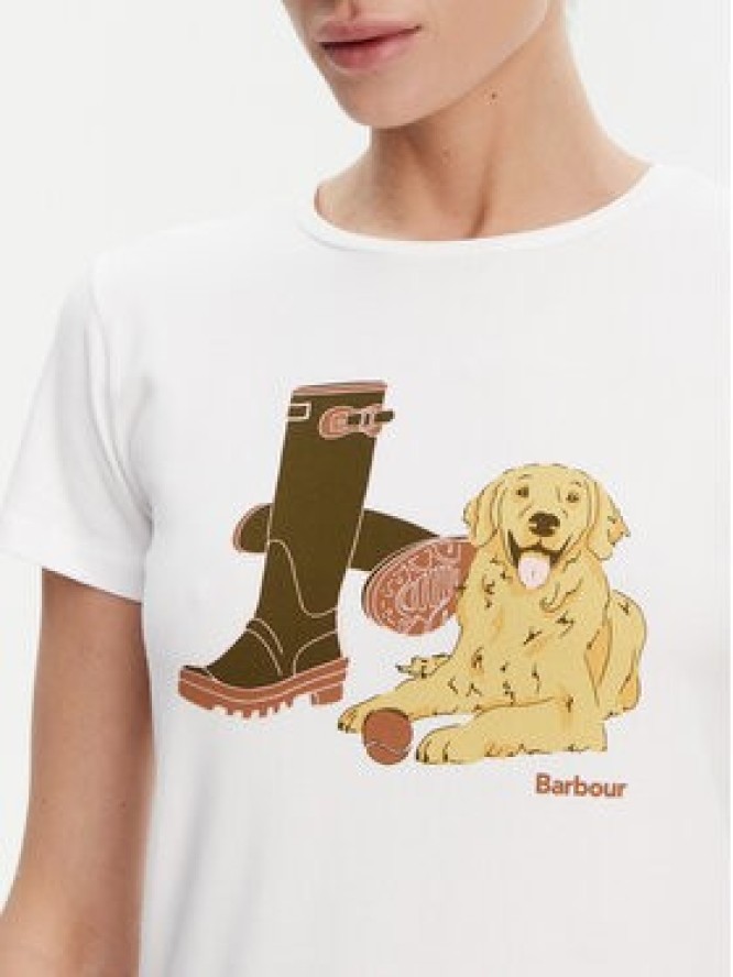 Barbour T-Shirt Rowen LTS0668WH11 Biały Regular Fit