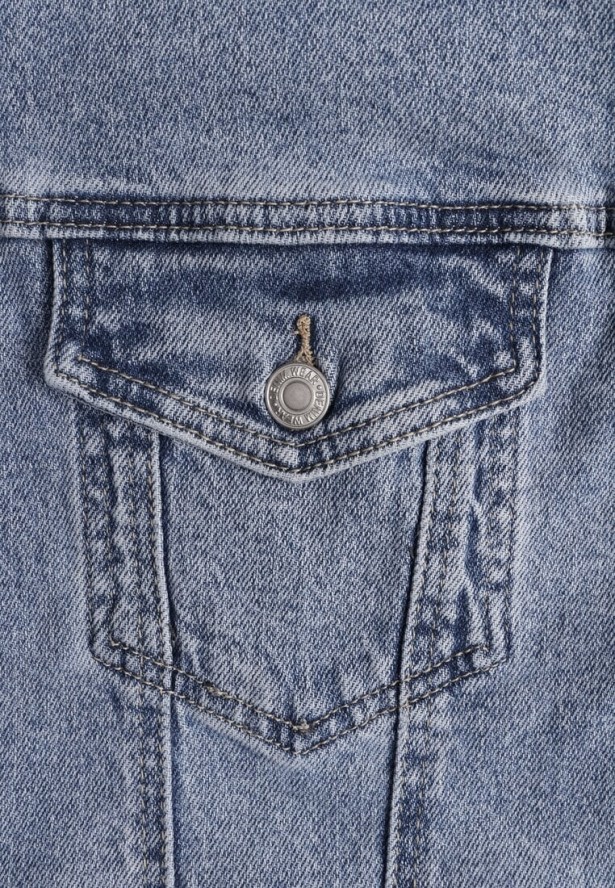 Niebieska Kurtka Jeansowa Oversize z Bawełną i Lyocellem Vimarosse