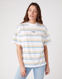 DAMSKI T-SHIRT WRANGLER HIGH NECK GIRLFRIEND WHITE W7Q9GHX12 112132091