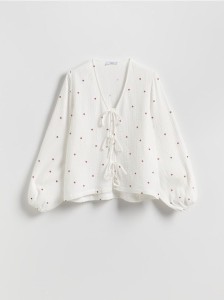 Bluzka z wiązaniem z przodu - wielobarwny