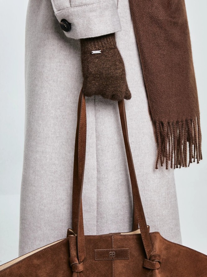 Rękawiczki damskie dzianinowe brązowe Heryniasa 804