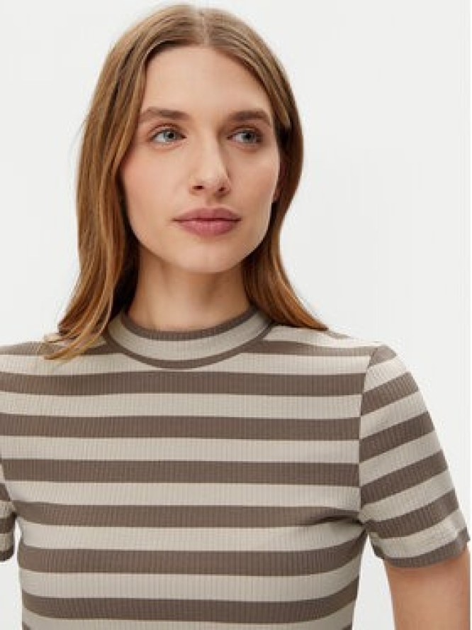 Noisy May T-Shirt Elinor 27033178 Beżowy Slim Fit