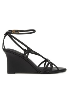 Tommy Hilfiger Sandały Leather Knots Wedge Sandal FW0FW08417 Czarny