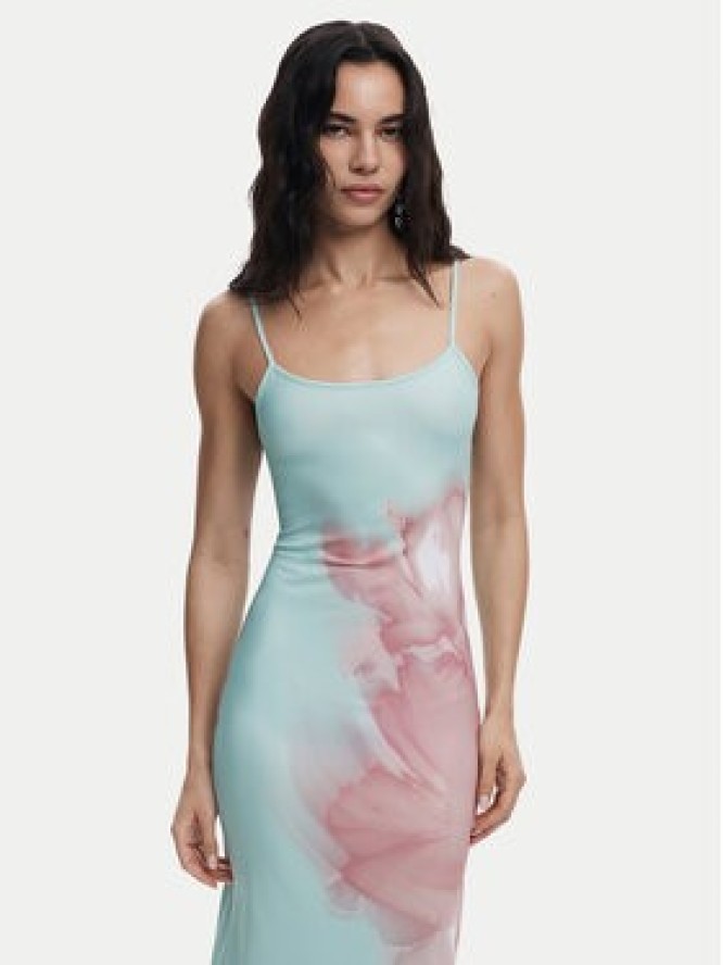 Desigual Sukienka letnia Lyon 25SWVK44 Turkusowy Regular Fit