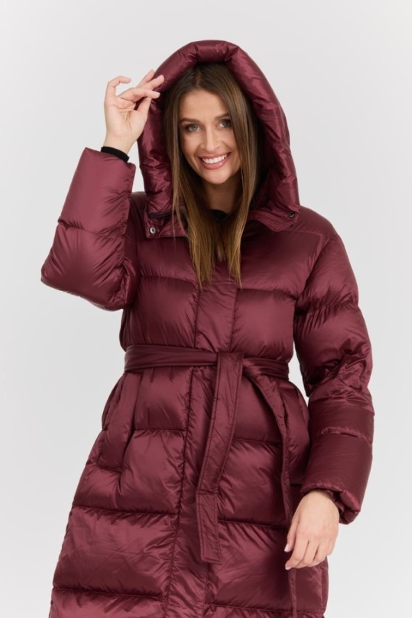 HETREGO Bordowy damski puchowy płaszcz Karen Woman Quilted Coat, Rozmiar 42 EU - 46 IT