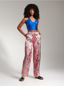 Crop top z wiązaniem - niebieski