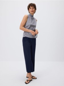 Spodnie culotte z kantem - granatowy