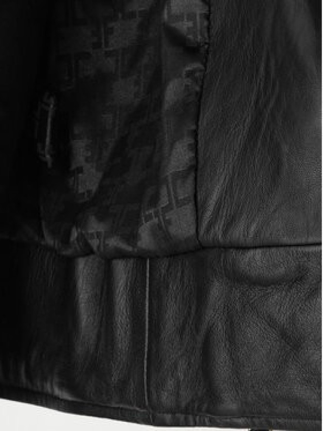 Elisabetta Franchi Kurtka skórzana GD-57Z-61E2-V1490 Czarny Regular Fit