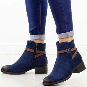 Granatowe botki damskie na obcasie Potocki 12738