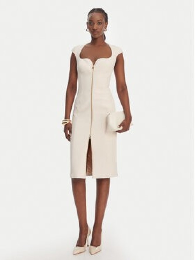 Elisabetta Franchi Sukienka koktajlowa AB-900-61E2-V430 Écru Regular Fit