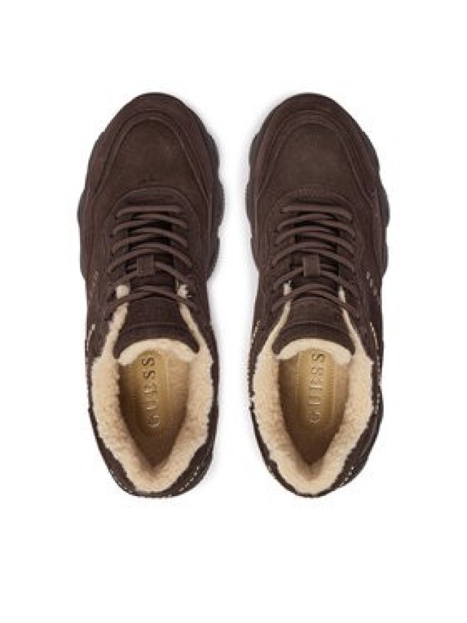 Guess Sneakersy FLFMI3 SUE12 Brązowy ciemny