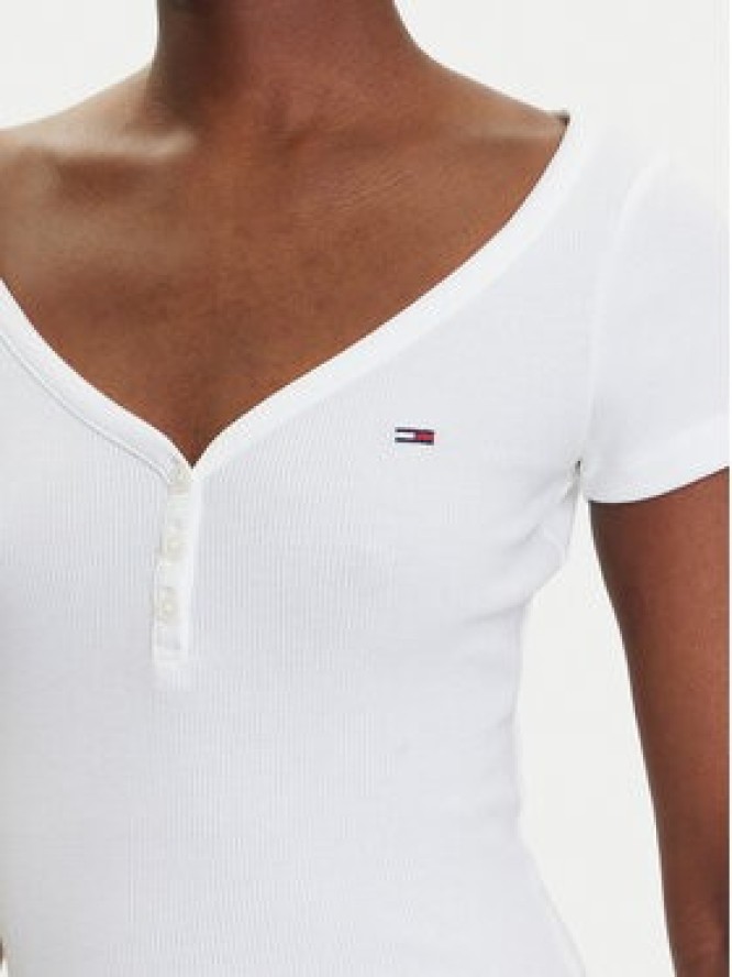 Tommy Jeans T-Shirt Henley DW0DW20902 Biały Slim Fit
