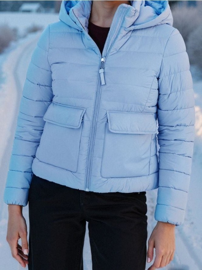 Pikowana kurtka z ociepleniem - niebieski