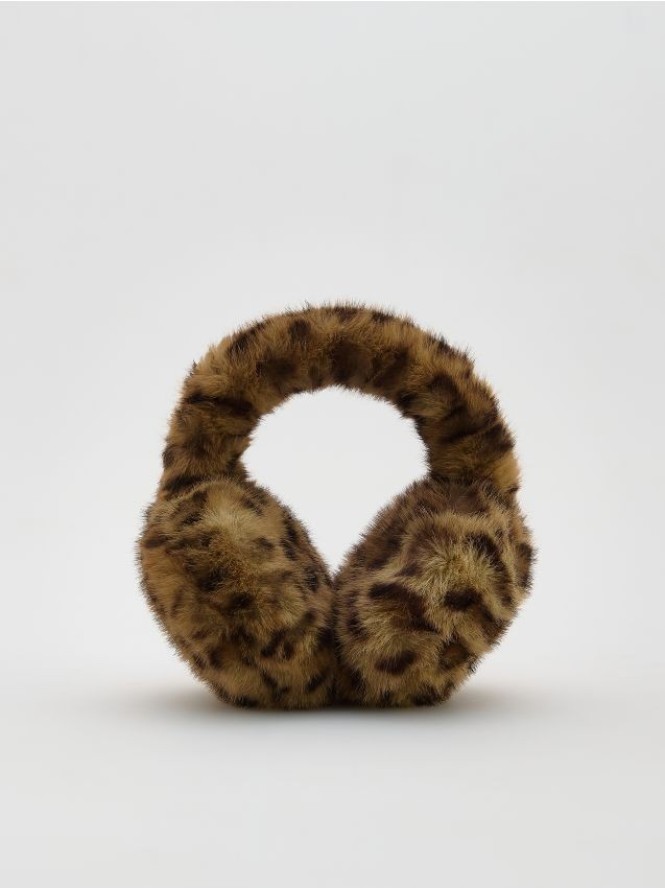 Nauszniki ze sztucznego futerka - brązowy