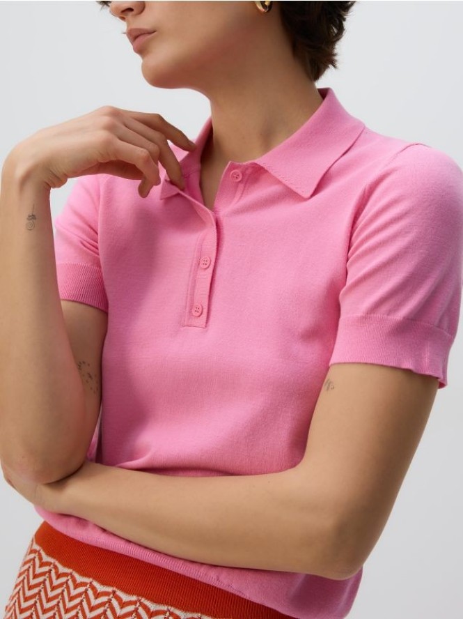 Sweter polo z wiskozą - fioletowy