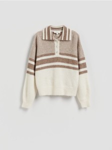 Sweter z kołnierzykiem - złamana biel