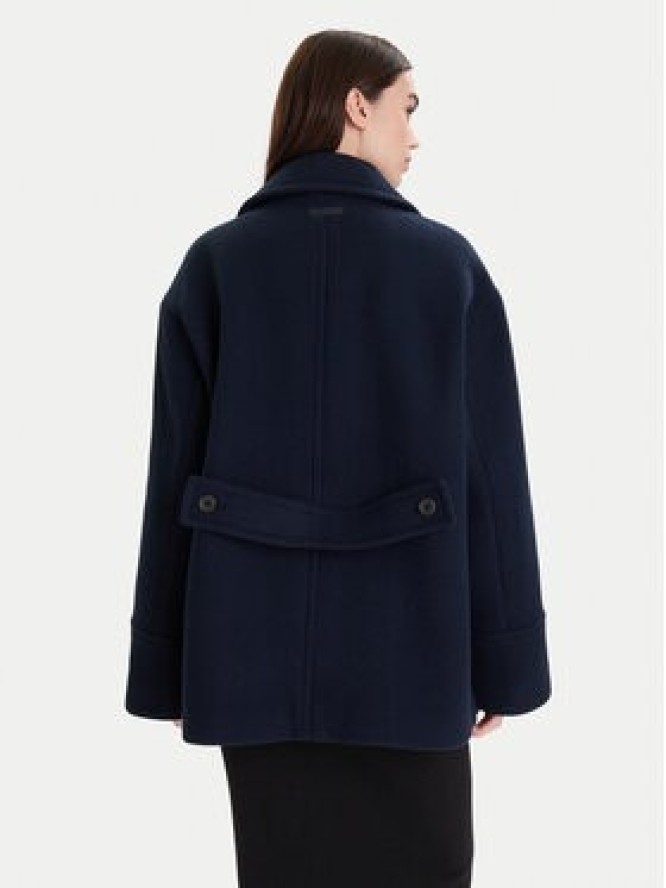 Calvin Klein Płaszcz wełniany LV044D549G Granatowy Relaxed Fit